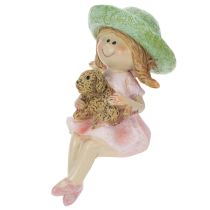 Article Tabouret Edge fille souriante avec chien Ø4,5cm H9,5cm