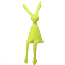 Article Lapin de Pâques assis sur une étagère, floqué, jaune-vert, 56 cm