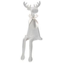 Article Figurine de Noël en forme de renne, 54 cm, plastique floqué, gris clair, siège de bord