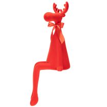 Article Décoration élan 80 cm rouge flocage avec ruban pour intérieur