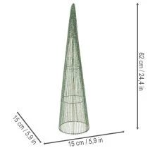 Article Cones métalliques verts pour décorations florales, 47 cm et 62 cm, lot de 2