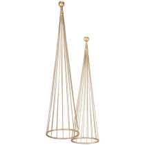 Décoration sapin de Noël en métal cônes dorés H62/83cm lot de 2