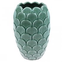 Vase Fleur Céramique Vintage Vert Craquelé Glaçure Ø15cm H22cm