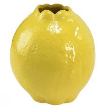 Vase céramique jaune citron décor Méditerranée Ø12cm H14,5cm