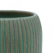 Vase en céramique à rainures Vase en céramique vert clair Ø13cm H20cm