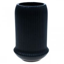 Vase en céramique à rainures Vase en céramique noire Ø13cm H20cm