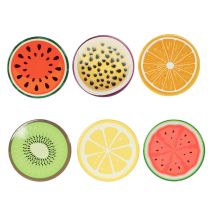 Article Ensemble de 6 sous-verres en forme de fruits, motif fruits, décoration de table, cuisine et salon, 10 cm.