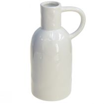 Article Vase en céramique blanc pour décoration sèche vase avec anse Ø9cm H21cm