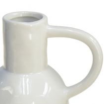 Article Vase en céramique blanc pour décoration sèche vase avec anse Ø9cm H21cm