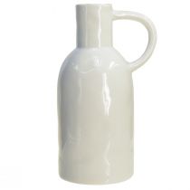 Article Vase en céramique blanc pour décoration sèche vase avec anse Ø9cm H21cm