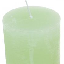 Article Bougies piliers unies vert lime​​​​​​​ 60×100mm 4 pcs