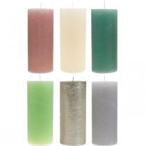 Bougies piliers colorées de différentes couleurs 85 × 200mm 2pcs