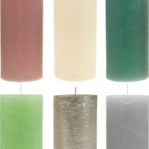 Bougies piliers colorées de différentes couleurs 85 × 200mm 2pcs