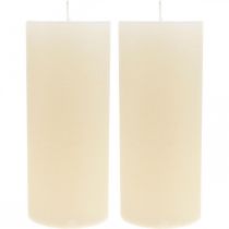 Article Bougies piliers élégantes blanc crème pour décoration festive, 85 × 200 mm, lot de 2