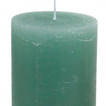 Article Bougies piliers teintées en vert jade 85×200mm 2pcs
