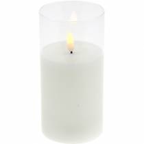 Article Bougie LED en verre cire véritable blanc Ø7.5cm H10cm