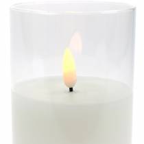 Bougie LED en verre cire véritable blanc Ø7.5cm H10cm