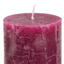 Article Bougies piliers rustiques, lot de 12, coloris rose et baies, 60 x 80 mm - Utilisation polyvalente pour la décoration et les fêtes