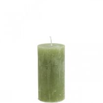 Article Bougies de couleur unie bougies pilier vert olive 50×100mm 4 pcs