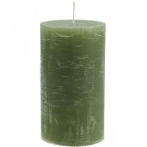 Article Bougies de couleur unie bougies pilier vert olive 85×150mm 2 pcs