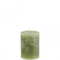 Article Bougies de couleur unie bougies pilier vert olive 60×80mm 4 pcs
