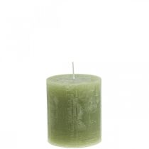 Article Bougies de couleur unie bougies pilier vert olive 70×80mm 4 pcs