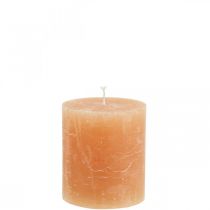 Article Bougies de couleur unie Bougies pilier Orange Pêche 70×80mm 4 pcs