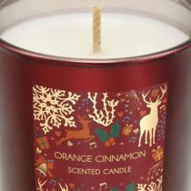 Bougie parfumée Noël orange, cannelle bougie verre rouge Ø7/ H8cm