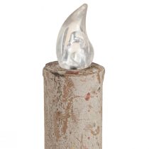 Article Bougeoir antique avec bougie LED en métal lumière chaude H22cm