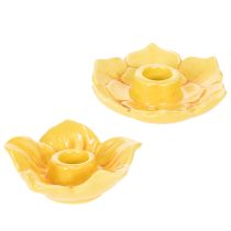 Article Bougeoirs coniques en céramique, forme de fleur décorative pour une décoration de table élégante, 11 cm, lot de 2