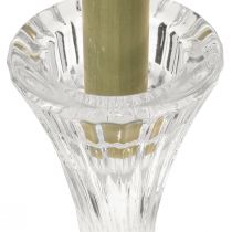 Article Bougeoir en verre transparent avec rainures H20cm 2pcs