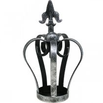 Déco couronne aspect argent vieilli métal Ø12cm H20cm