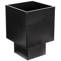 Article Poterie cube moderne en métal noir avec socle, 22 cm