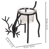 Article Porte-bougie renne avec verre pour bougie chauffe-plat, 15 cm