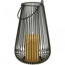 Bougeoir lanterne décorative noire avec anse Ø22cm H34cm