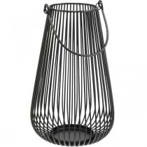 Article Bougeoir lanterne décorative noire avec anse Ø22cm H34cm