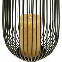 Bougeoir lanterne décorative noire avec anse Ø22cm H52cm