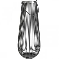 Bougeoir lanterne décorative noire avec anse Ø22cm H52cm