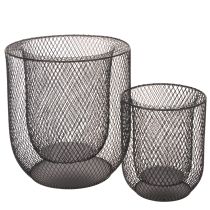 Article Set de 2 porte-bougies en métal noir – Diamètres 28,5 cm et 18 cm