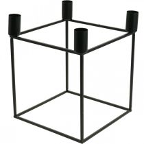 Bougeoir Bougeoir Cube Métal Noir 18cm