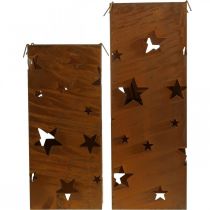 Article Bougeoirs de Noël, finition rustique, hauteur 40/50 cm, lot de 2