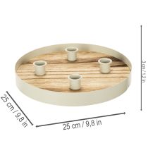 Article Support à bougies rond en bois et métal pour 4 bougies - 25 cm