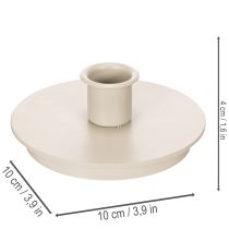 Article Bougeoir rond crème en métal pour bougies droites – Lot de 2