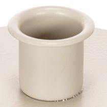 Article Bougeoir rond crème en métal pour bougies droites – Lot de 2
