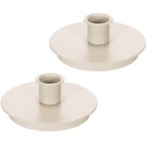 Article Bougeoir rond crème en métal pour bougies droites – Lot de 2