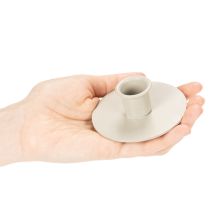 Article Petit bougeoir en métal beige mat pour bougies fines 8 cm - Lot de 3