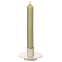 Article Petit bougeoir en métal beige mat pour bougies fines 8 cm - Lot de 3