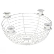 Article Bougeoir dans une coupelle décorative en métal blanc Ø14cm H7cm