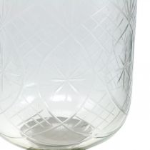 Lanterne Bougeoir en Verre Aspect Antique Argent Ø11.5cm H42.5cm
