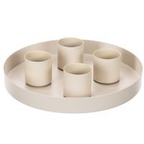 Article Set de 4 bougeoirs magnétiques en métal taupe pour bougies de 4 cm